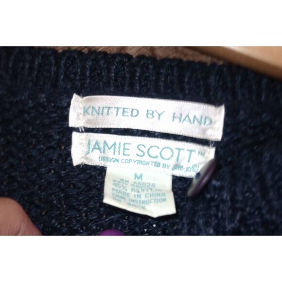 Vintage, Jamie Scott, hand knit cardigan sweater. size medium - Picture 3 of 3